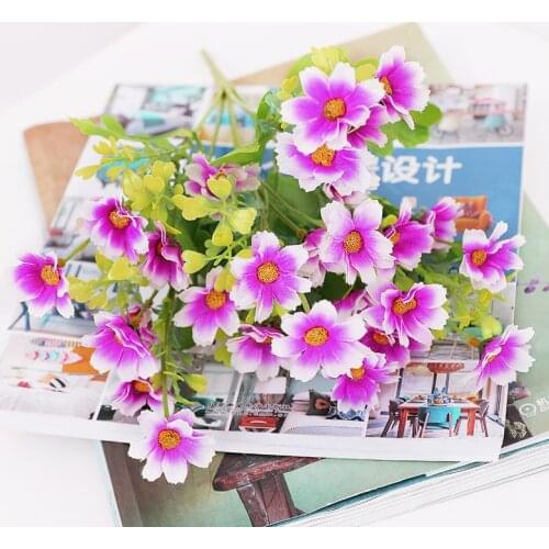 Daisy Bouquet 7 Branch 28 Heads Artificial Flowers Plants Wedding Party Decoration Cute Silk Sunflower DIY Bridal Table Decor