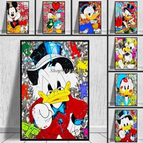 Canvas Painting Disney Classic Anime Cartoon Mickey Mouse and Donald Duck Poster Prints Wall Art Picture Kids Living Room Decor