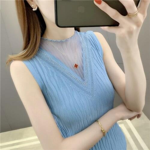 Room 198012, 2 lines under 5 】 make pure color lace nail bead sleeveless knitted vest vest 26