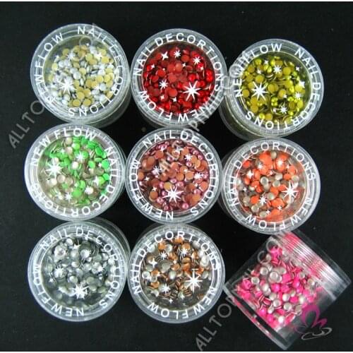 9 color Nail Art Metal Studs Rhinestones Decoration DIY Tips 3mm Round 9000pcs/lot
