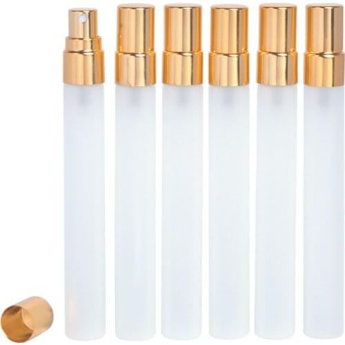 MUB - 50pcs/lot 10 ml Refillable Frosted Glass Perfume Spray Bottle Portable Metal Atomizer for Perfume Empty Cosmetic Container