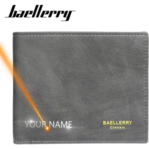 Free Name Engraving Men Wallets Customized Zipper Card Slot High Quality Male Purse New PU Leather Coin Holder Men Wallets