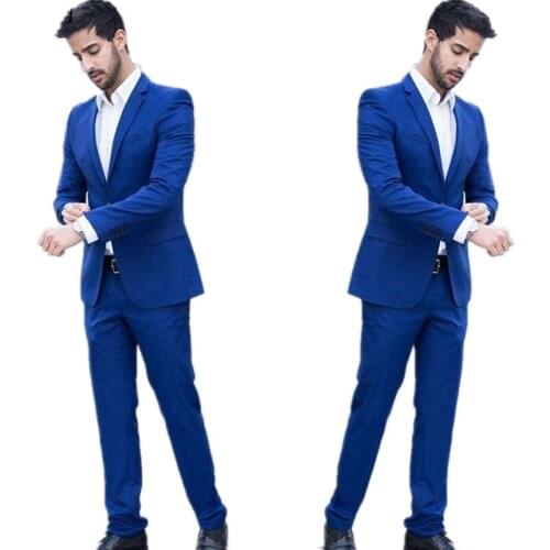 Men Suits for Wedding Suits Royal Blue Man Business Jacket Skinny Groom Tuxedo 2 Piece Coat Pants Slim Fit Terno Masculino
