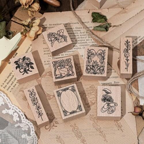 NewVintage Wooden Stamps Set Rubber Seal For Diy Stationery Scrapbooking Handbook Diary Letter Decor