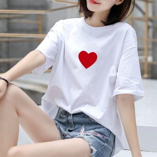 New Brand T Shirt Womens Tops Summer Short Sleeve 10 Colors T-shirt full Cotton womens T-shirt Versatile loose pringting love