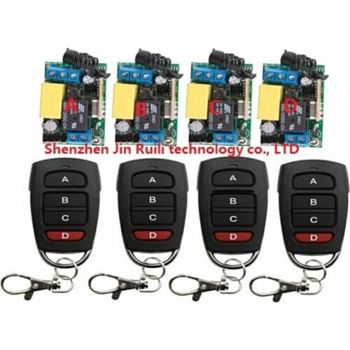 2016 Laest AC 1 CH 220 V 10 A Wireless remote control switch System 4Transmitter +4Receiver Learning code