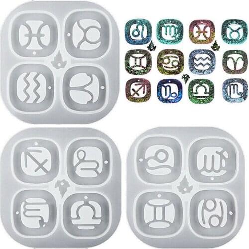 New Durable 3pcs Silicone 12 Constellation Earring Pendant Jewelry Resin Epoxy Mold Set Can Be Used To Make Bracelet Keychains