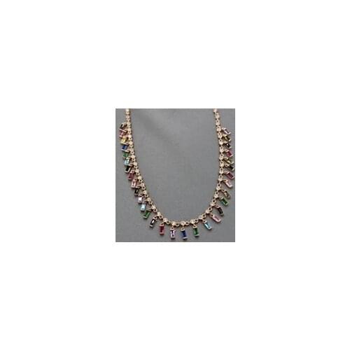 Round and Colored Baguette Cubic Zirconia Choker Necklace