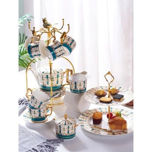 Luxury Gold Bone China Coffee Set Nordic Porcelain Tea Set Pot Cup Ceramic Mug Sugar Bowl Creamer Teapot Milk Jug Coffeeware