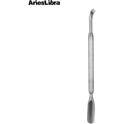 AriesLibra 1pc Stainless Steel Double Head Cuticle Nail Pusher Cutter Dead Skin Remover Manicure Cleaner Nail Art Pedicure Tools