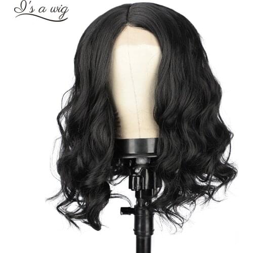 Is a wig Short Body Wave Black Bob Wigs Synthetic Wigs for Black Women Middle Part Brown Orange Cosplay Daily Use Hairs
