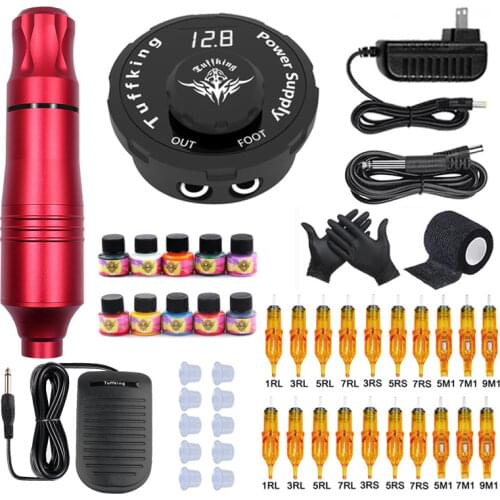 Tuffking Tattoo Machine Set Professional Rotary Pen With Cartridge Needles Permanent Makeup Machine For Tattoo Beginner Artist