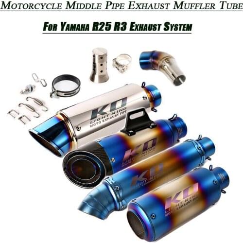 Motorcycle Refit Replace Original Silencer Set System Middle Pipe Lossless Link 51mm Tail Exhaust Muffler Tube For Yamaha R25 R3