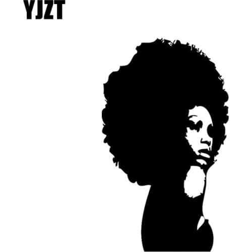 YJZT 7.1*13.3CM African Woman Girl Sexy Africa Salon Vinyl Decoration Car Bumper Window Car Sticker Black/Silver C20-0072