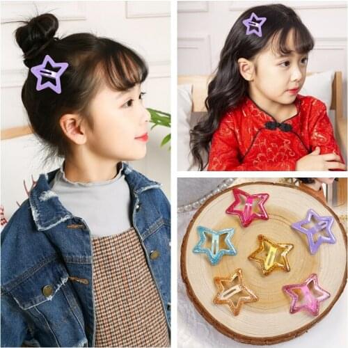 Korean Metal Hair Clips For Women Girls Hair Accessories Cute Big Size Shiny Star Hairgrips Alloy Hairpins Glitter Hair Clips