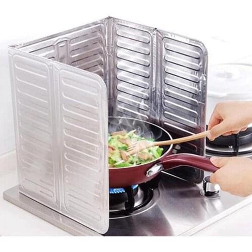 Anti Oil Splatter Guard Shield Aluminum Foil Folding Splashproof Board Grease Baffle Screens Wall Kitchen Gadgets Cooking Tools