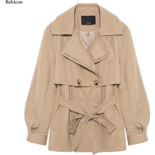 Korean Womens Long Coat Fashion Windbreaker Stitching Belt Bomber Jacket Clothes Long Sleeve Casual Top Autumn New