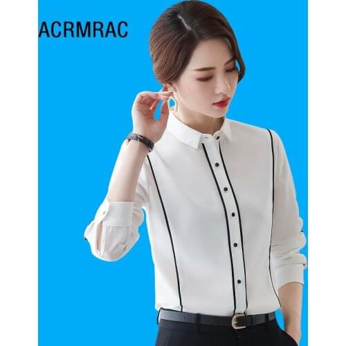 Women shirt Slim autumn Long sleeve splice OL Formal Blouses & Shirts Woman Q6127