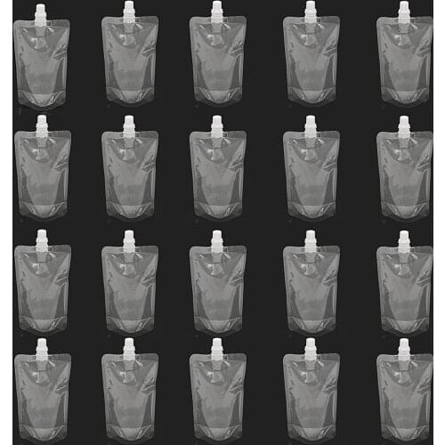 20pcs 250ml Liquid Bag Stand Bag Clear Leak proof Drink Packaging Bag Spout Pouch for Beverage Juice Milk Coffee Sauce Food