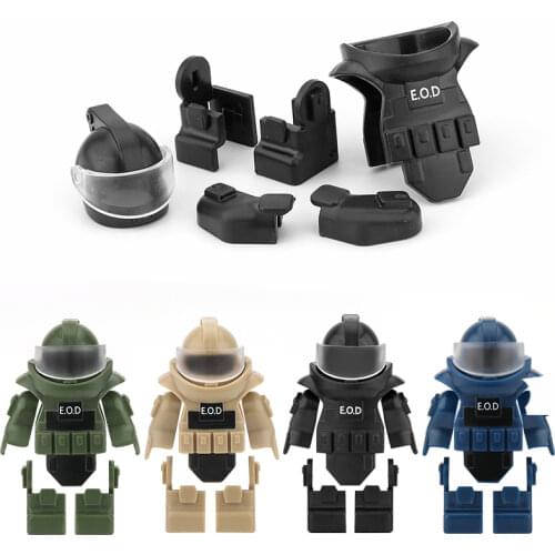 3 Color Military EOD Suit Helmet Block Body Armor Military Weapon Army Soldier Building Blocks Toys for Children X635