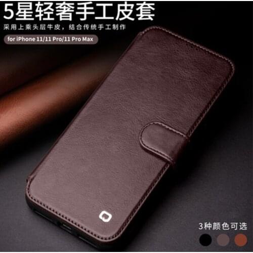 Business Flip Phone Cover Genuine Leather Shell for iPhone 11 Case Cow Leather Phone Skin for iPhone 11Pro/11Pro Max Funda Capa