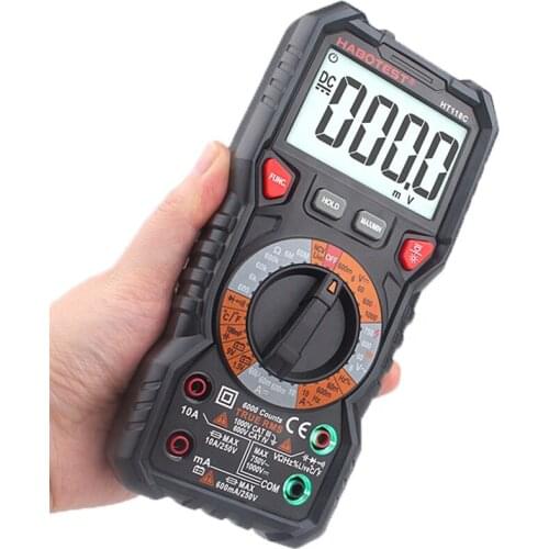 HABOTEST Digital Multimeter HT118C AC DC Voltage Current Ohm mF Temperature 1000 Celsius Battery Tester Manual Range TRUE RMS