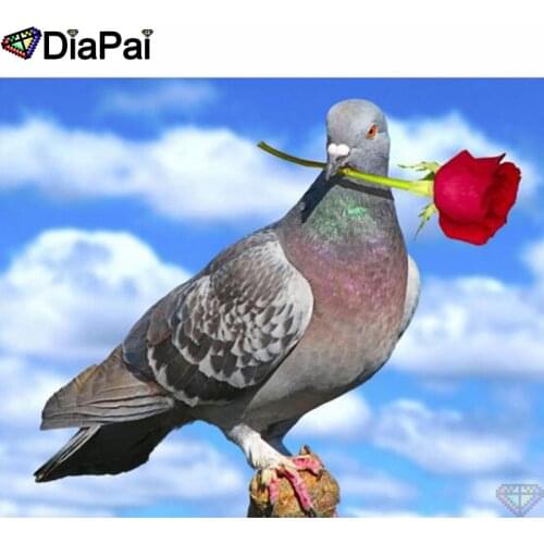 DIAPAI 5D DIY Diamond Painting 100% Full Square/Round Drill "Animal pigeon rose" Diamond Embroidery Cross Stitch 3D Decor A22593