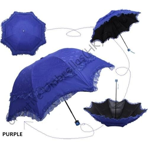 Double layers,UPF>50+ Arched Korea princess summer Parasols,black coating 2 times,silk embroidery,bag parasol,UV protecting
