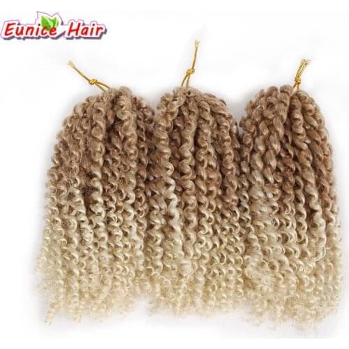 Eunice Hair 8inch 3packs Mali Bob Marly braid Synthetic Braiding Hair With Ombre Purple Bug And Blond Malibob Crochet Braids