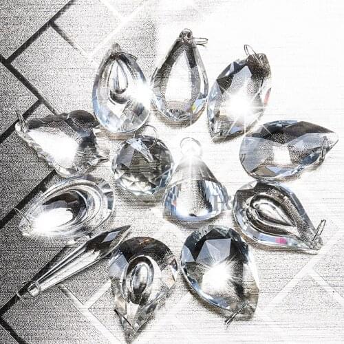 H&D Pack of 12 Clear Crystal Chandelier Lamp Lighting Drops Pendant Ball Prisms Hanging Glass Prisms Parts Suncatcher Home Decor