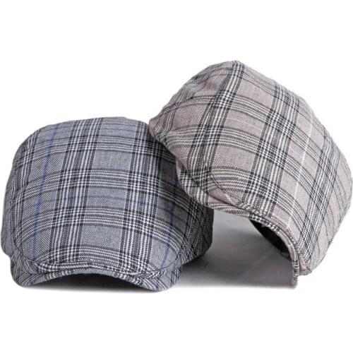 2021 Cotton Spring Summer fashion joker plaid Newsboy Caps Flat Peaked Cap Men and Women Painter Beret Hats 130