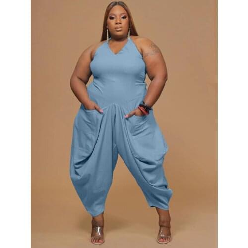 ChocoMisty-LadyPlus Jumpsuits Solid Color Harlan Jumpsuit Q7167