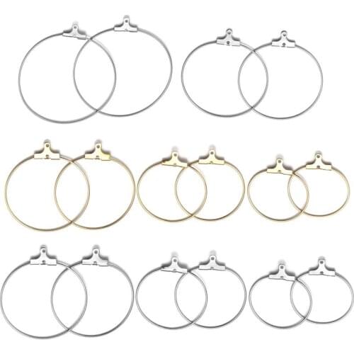 20pcs Stainless Steel Earrings Hook Handmade Dangle Earrings Connectors Round Earring Settings for Jewelry Making Findings