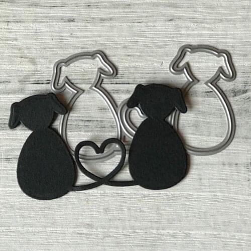 Heart Couple Dog Metal Cutting Dies Stencil Scrapbooking DIY Album Stamp Paper Card Mold Embossing Decoration Craft H55A