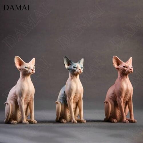 Creative Simulation Mini Hairless Cat Figurine European Pastoral Resin Animal Decorative Sculpture Home Living Room Decoration