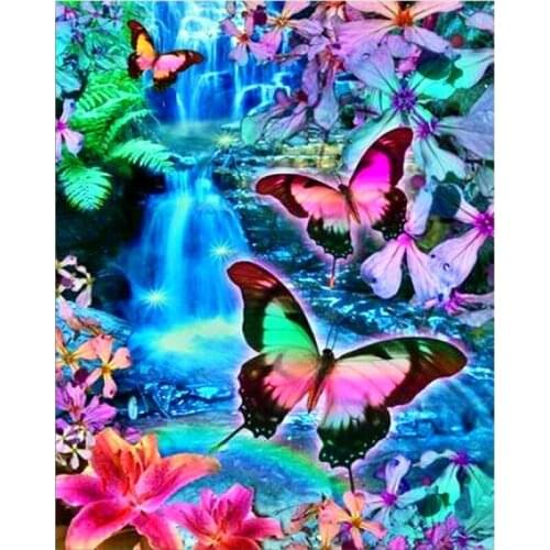 SenyuArt 5D DIY Embroidery Full Display Butterfly Waterfall Diamond Painting Kit Square Round Drills Rhinestones Decor Art Craft