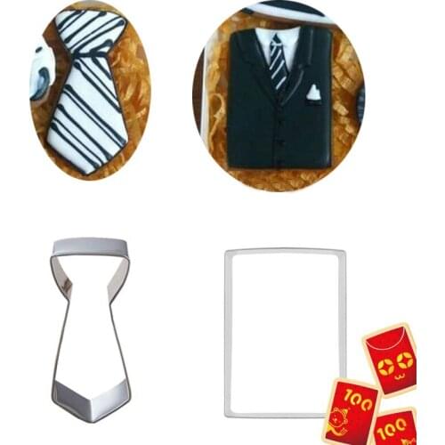 1pcs patisserie reposteria Fashion Suit Tie Stainless Steel Cookie Cutter Fondant Cake Decor Tools Chocolate Paste Biscuit Mould