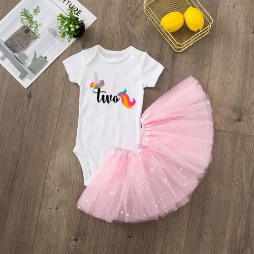 My Baby Girl First Happy Birthday Outfit Dress Cute Tutu lnfant Romper And Skirt 0-24Months Birthday Clothes