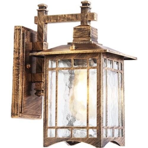 European-style wall lights Outdoor waterproof garden villa door courtyard bronze wall lamp country house retro LED wall lamp
