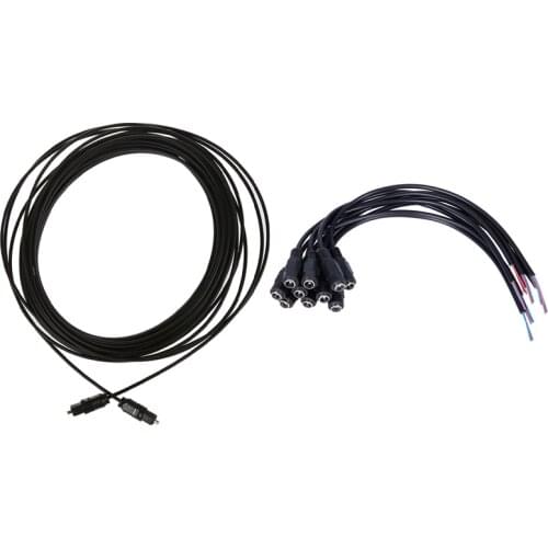 10M Optical Optic Fiber Toslink Audio Cable OD2.2mm with 10Pcs 12V DC Power Plug Female Jack Plug Connector Cable