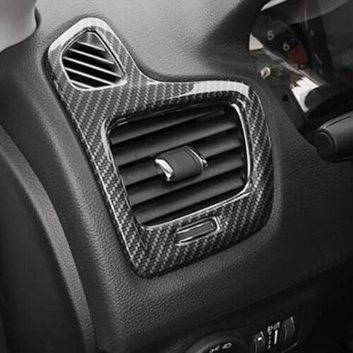 Car Front Left Right Air Vent Outlet Panel Frame Cover Trim Shell ABS Carbon Fibre for Jeep Compass 2017 2018 Car Accessories
