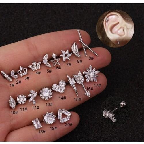 1PC Heart Star Crown Wings Flower Ear Piercing Tragus Cartiliage Ear Piercing Jewelry