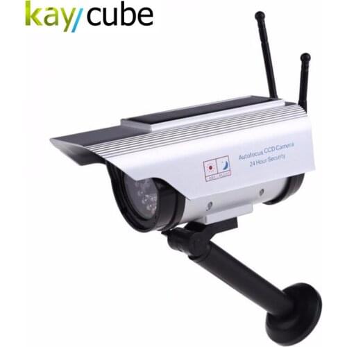 Fake Solar Powered Security CCD CCTV Camera Red Blinking LED With 2 Antenna Looks Like Real Monitor Outdoor Dummy