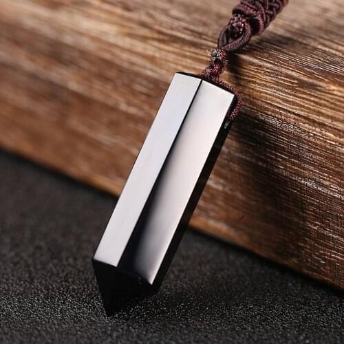 Black Obsidian Pendant Womens Jewelry Mens Jewelry Black Crystal Jade Pendant