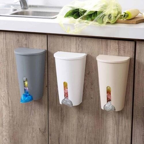Hanging Garbage Bag Storage Box Kitchen Plastic Bags Dispenser Holder Wall Mounted Rubbish Bag Organizer Container with Lid