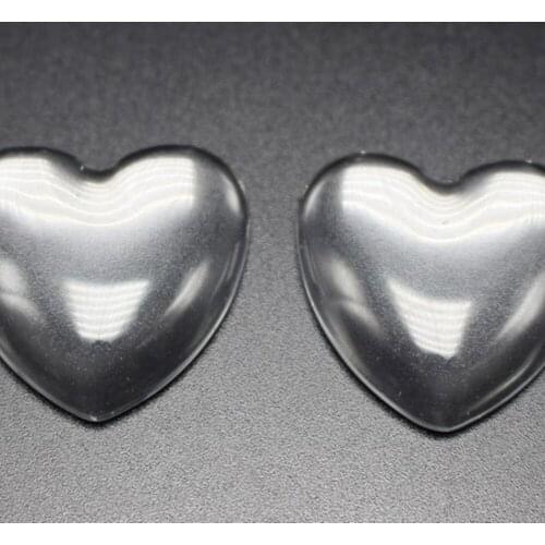 10 Transparent Clear Love Heart Dome Flatback Glass Cabochon 34mm