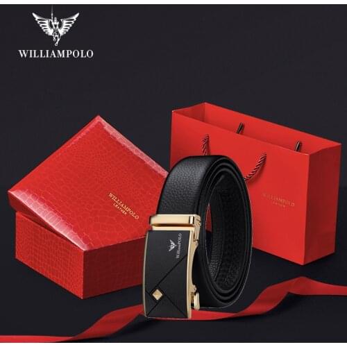 WILLIAMPOLO Famous Brand Belt Man Luxury Brand 2020 Fashion Genuine Leather Automatic Bucket Designer Peplum Belt PL20695-96P