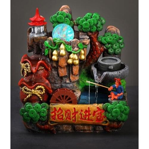 Rockery water fountain decoration Feng Shui wheel Zhaocai office desktop indoor dribble living room home decoration