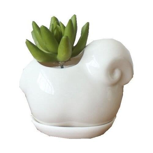 Cartoon Cute Dog White Ceramic Planter for Succulents Desktop Succulents pot Decorative Mini Flower Pot Home Garden Decor