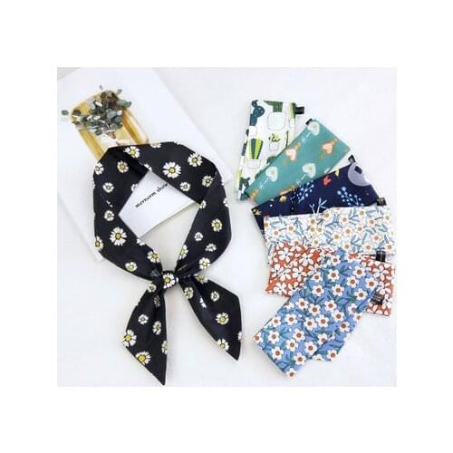 2020 New Style Women Cotton Long Silk Scarf Colorful Printed Korean Fashion Neck Wrap Bag Wrist Scarf Decoration Hair band